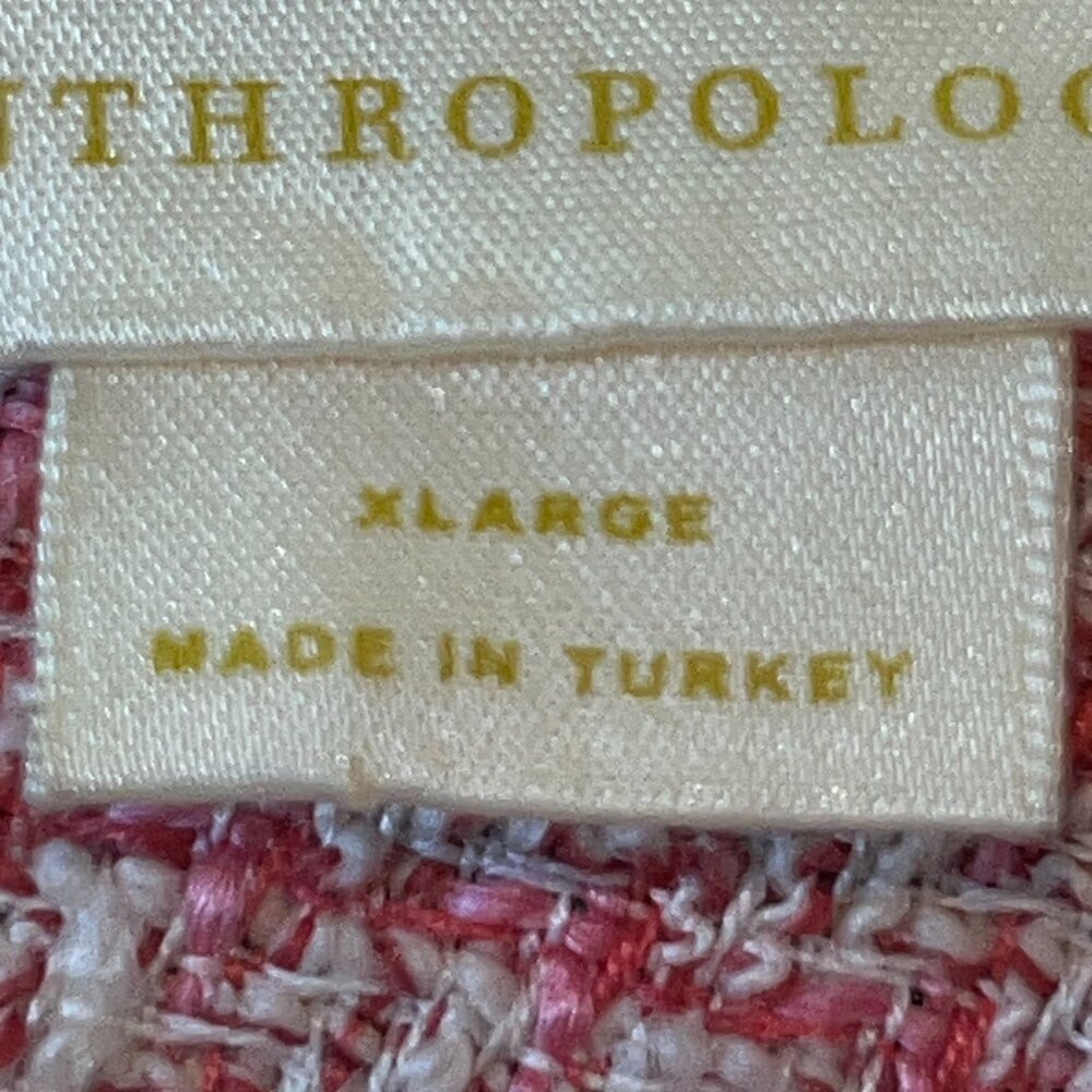 ANTHROPOLOGIE MAEVE RED WHITE & PINK BOUCLE TWEED CHANEL STYLE MINI DRESS - XL - Picture 12 of 15